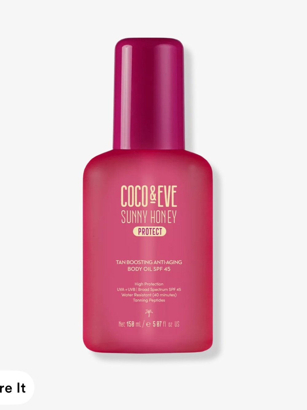 COCO & EVE Sunny Honey Protect Tan-Boosting Body Oil SPF 45 — Pink